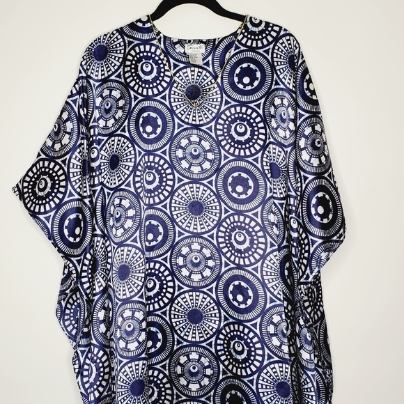 Sante Classics Oversized Maxi Caftan One Size L-1X Satiny Flowy Loungewear - Picture 2 of 10